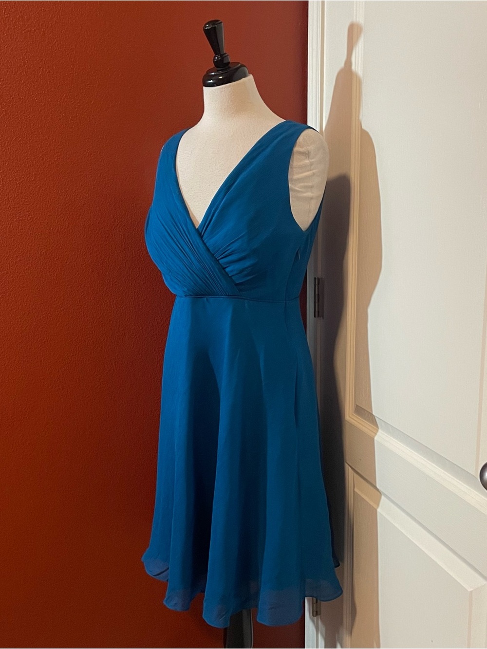 J Crew Women’s NWT Sophia Silk Chiffon Draped V Neck Knee Length Cocktail Dress